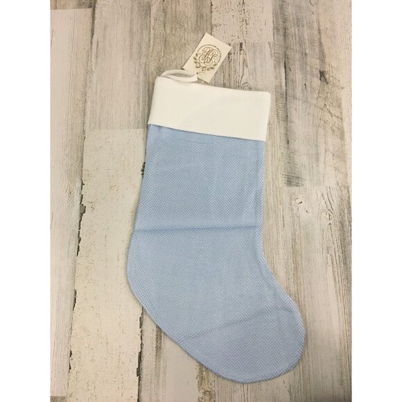 Beaufort Bonnet Company Beale Street Blue Herringbone Sleighbell Stocking NWT - Picture 7 of 8